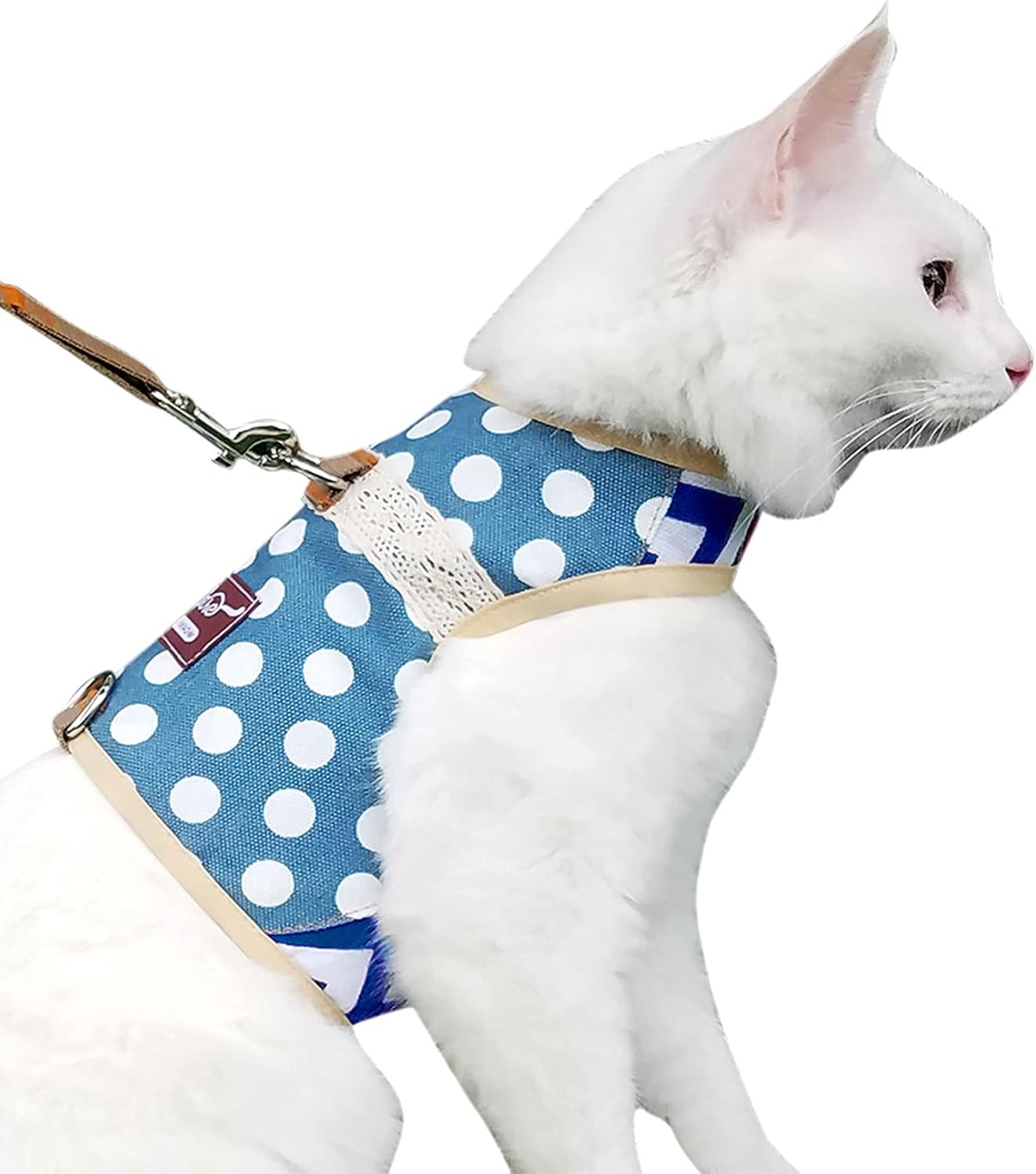 Cat Harness and Leash Set for Walking Escape Proof, Blue, Large | No Over-the-head, Easy on or off, for Average to Large Cat Walks, Vest Style, Adjustable Hook and Loop, Lightweight