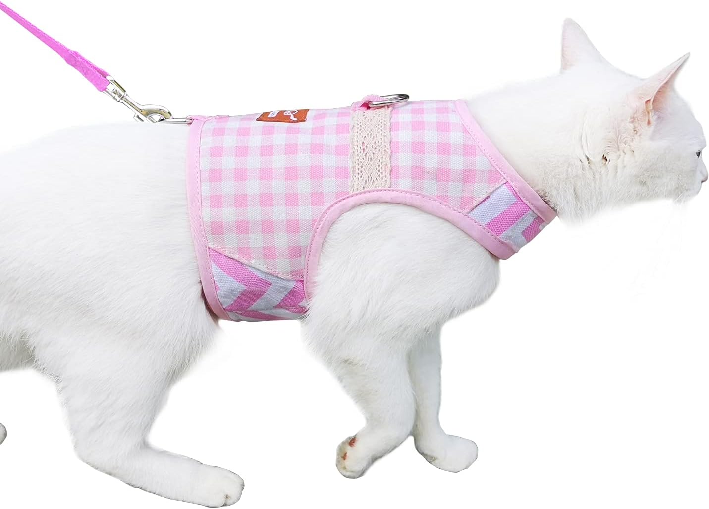 Cat Harness and Leash Set for Walking Escape Proof, Blue, Large | No Over-the-head, Easy on or off, for Average to Large Cat Walks, Vest Style, Adjustable Hook and Loop, Lightweight