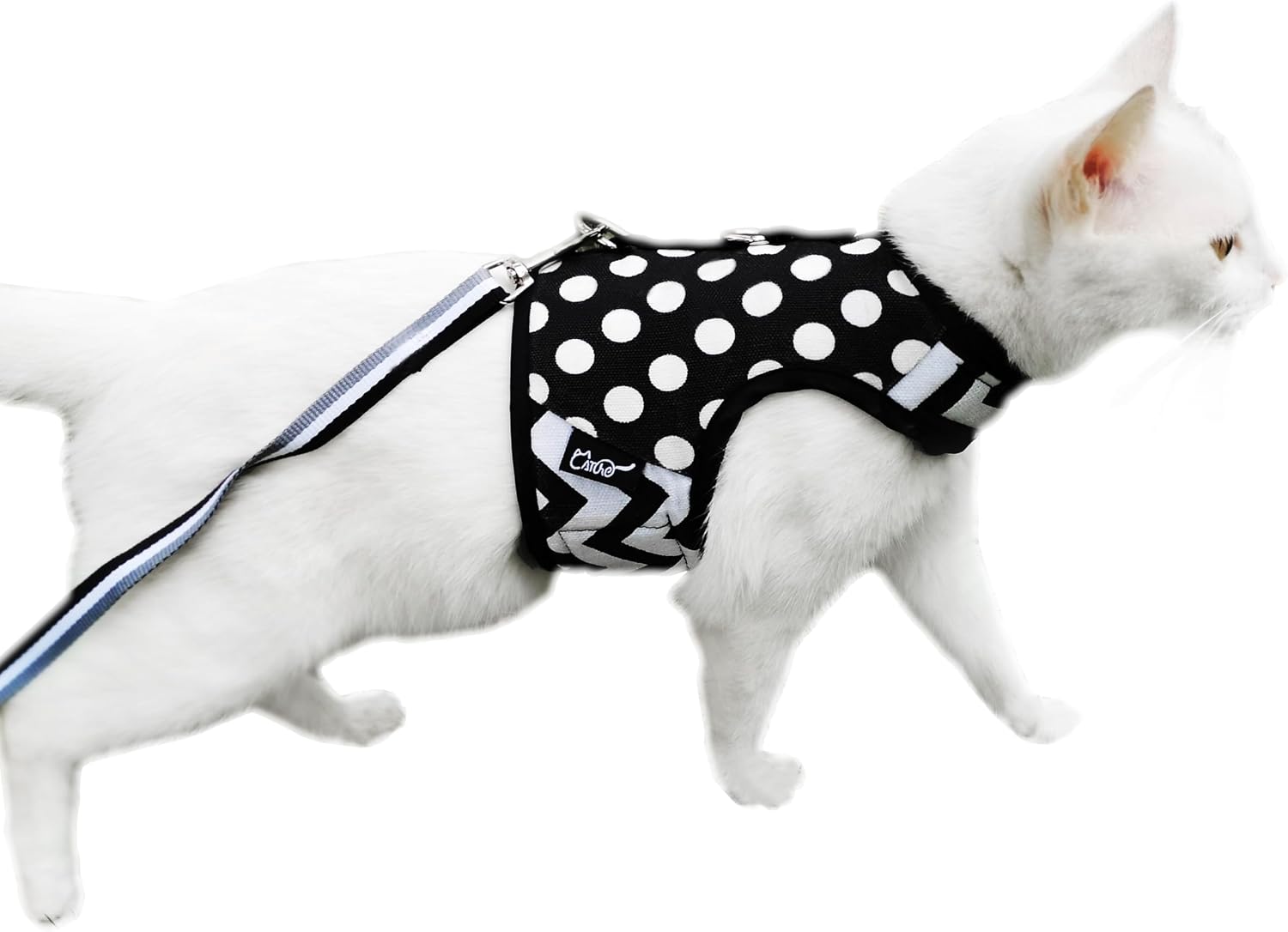 Cat Harness and Leash Set for Walking Escape Proof, Blue, Large | No Over-the-head, Easy on or off, for Average to Large Cat Walks, Vest Style, Adjustable Hook and Loop, Lightweight