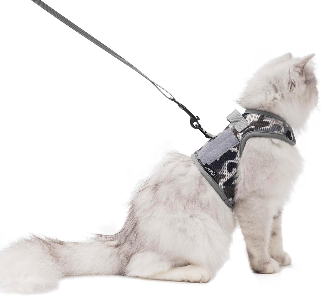 Cat Harness and Leash Set for Walking Escape Proof, Blue, Large | No Over-the-head, Easy on or off, for Average to Large Cat Walks, Vest Style, Adjustable Hook and Loop, Lightweight