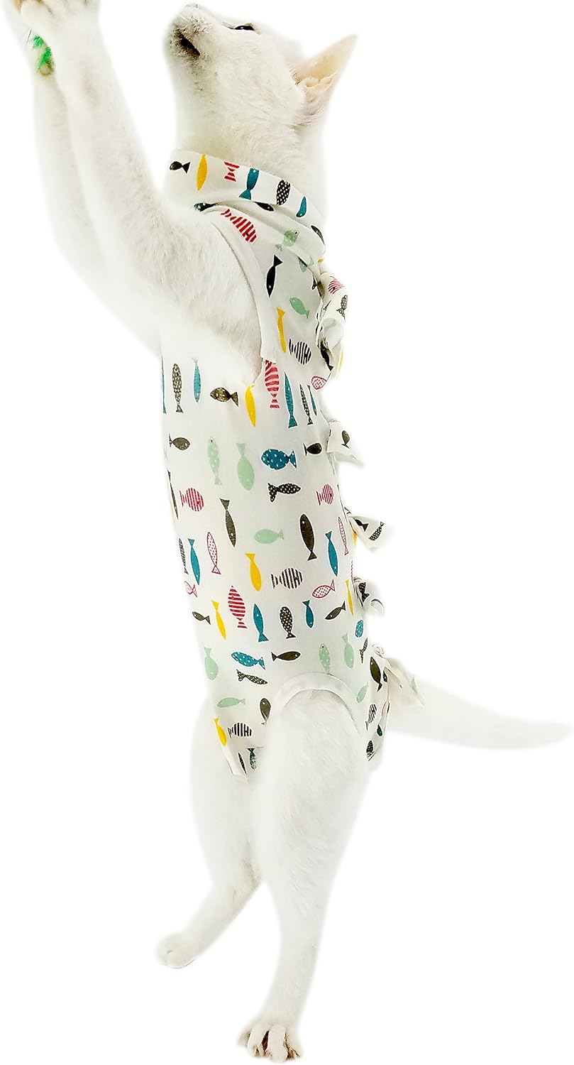 Professional Recovery Suit for Abdominal Wounds and Skin Diseases,E-Collar Alternative for Cats and Female Dogs, Size Medium,After Surgey Wear, Recommended by Vets
