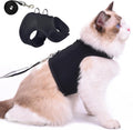 Cat Harness and Leash Set for Walking Escape Proof, Blue, Large | No Over-the-head, Easy on or off, for Average to Large Cat Walks, Vest Style, Adjustable Hook and Loop, Lightweight
