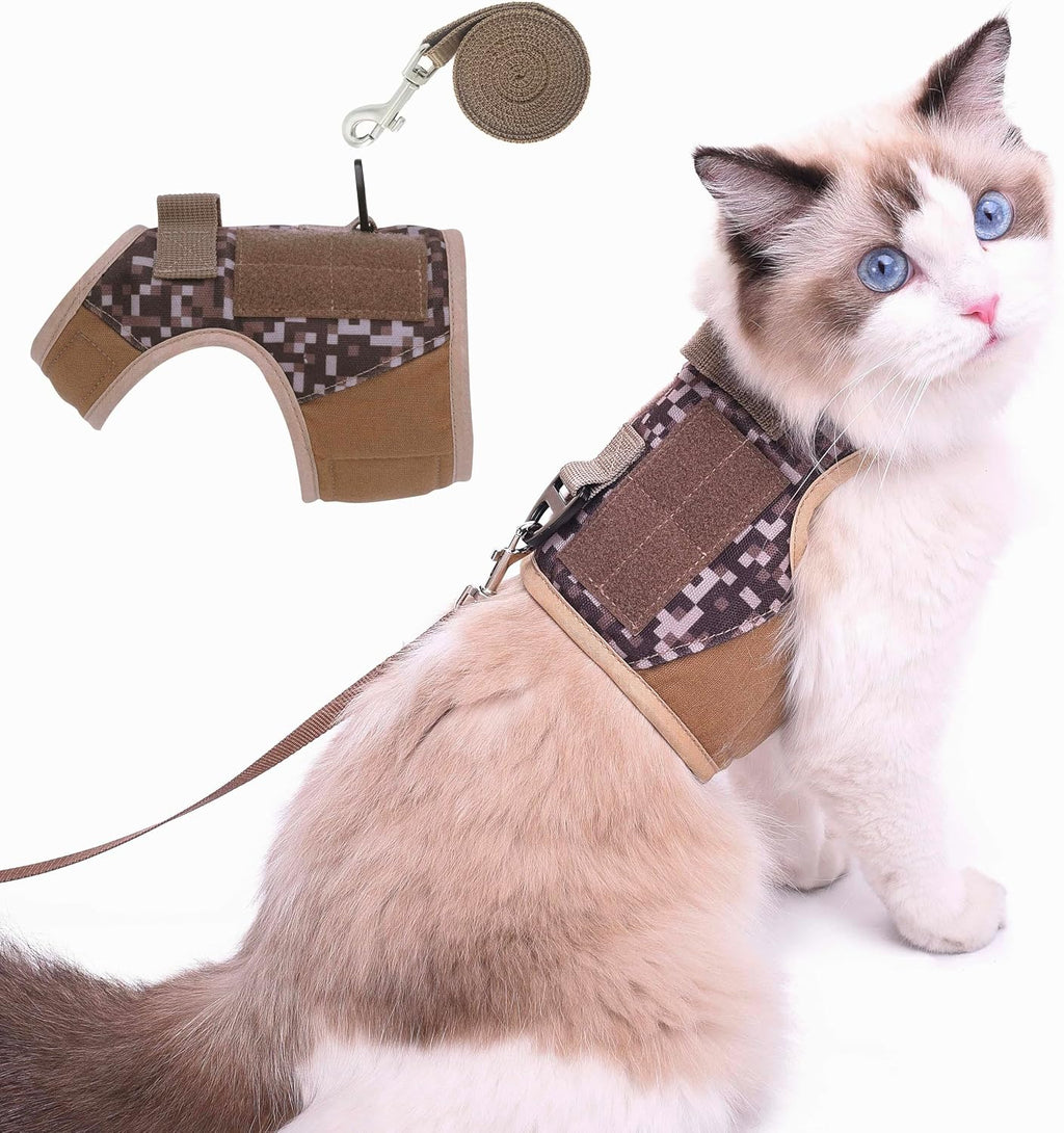 Cat Harness and Leash Set for Walking Escape Proof, Blue, Large | No Over-the-head, Easy on or off, for Average to Large Cat Walks, Vest Style, Adjustable Hook and Loop, Lightweight