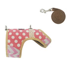 Polka-Dot Canvas Harness And Leash Set For Cats - Pink