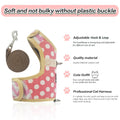 Polka-Dot Canvas Harness And Leash Set For Cats - Pink