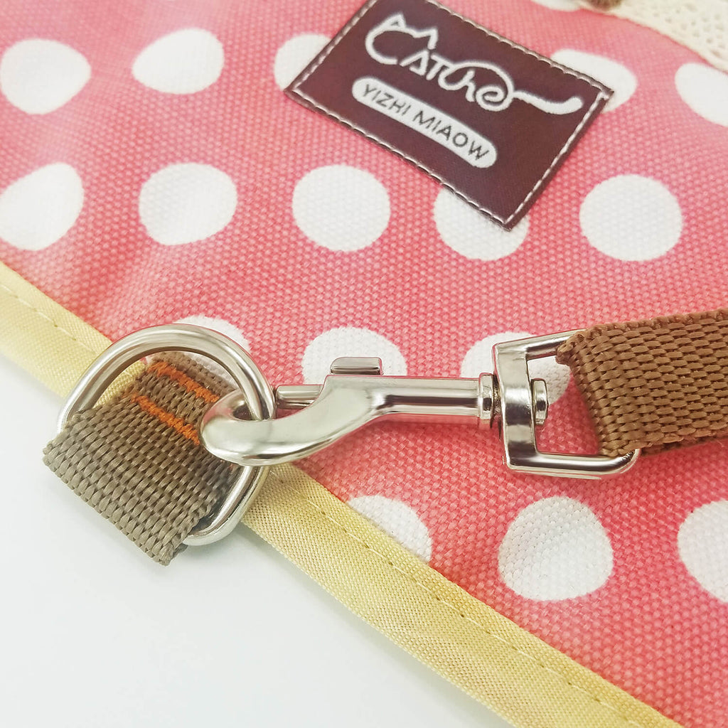 Polka-Dot Canvas Harness And Leash Set For Cats - Pink