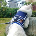 Nautical Style Cat Harness And Leash Set - Blue
