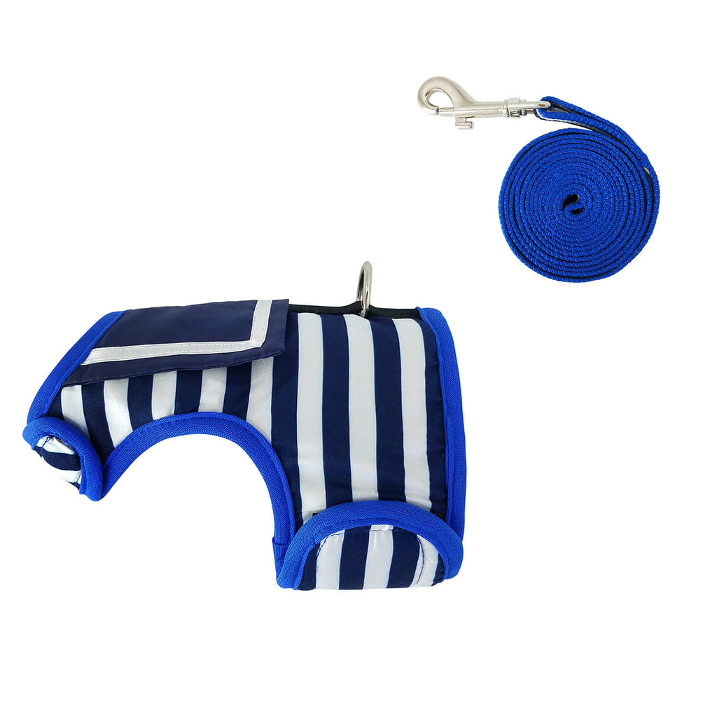 Nautical Style Cat Harness And Leash Set - Blue