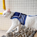 Nautical Style Cat Harness And Leash Set - Blue