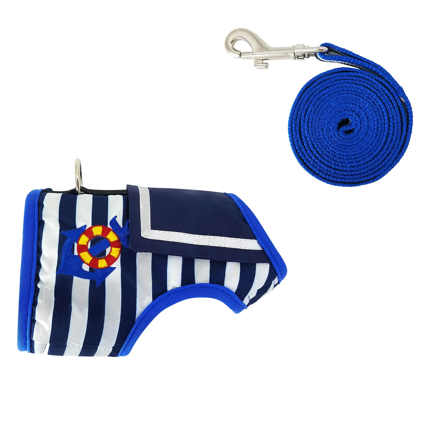 Nautical Style Cat Harness And Leash Set - Blue