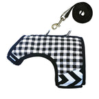 Plaid Canvas Cat Harness and Leash Set - Black
