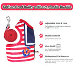 Nautical Style Cat Harness And Leash Set - Red