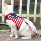 Nautical Style Cat Harness And Leash Set - Red