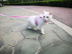 Plaid Canvas Cat Harness and Leash Set - Pink