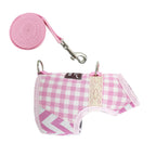Plaid Canvas Cat Harness and Leash Set - Pink