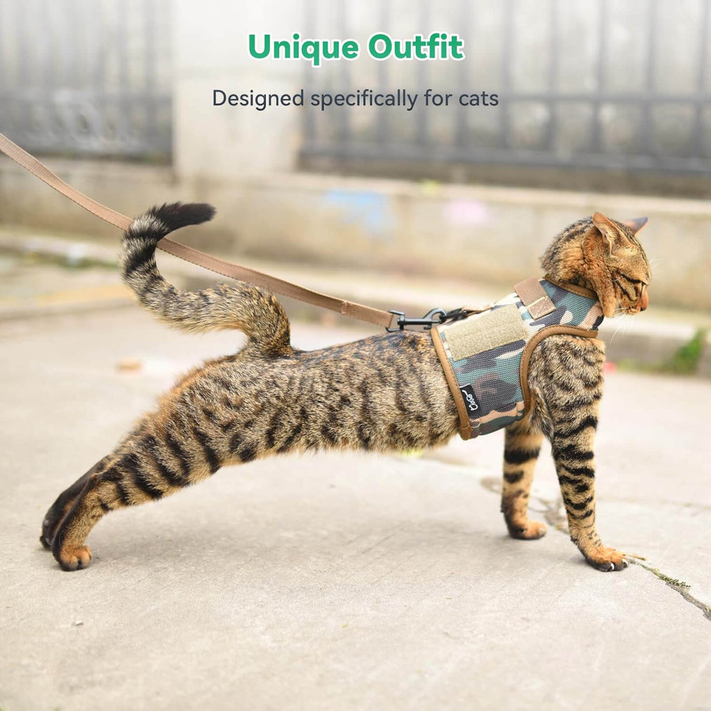 Camouflage Mesh Cat Harness And Leash Set