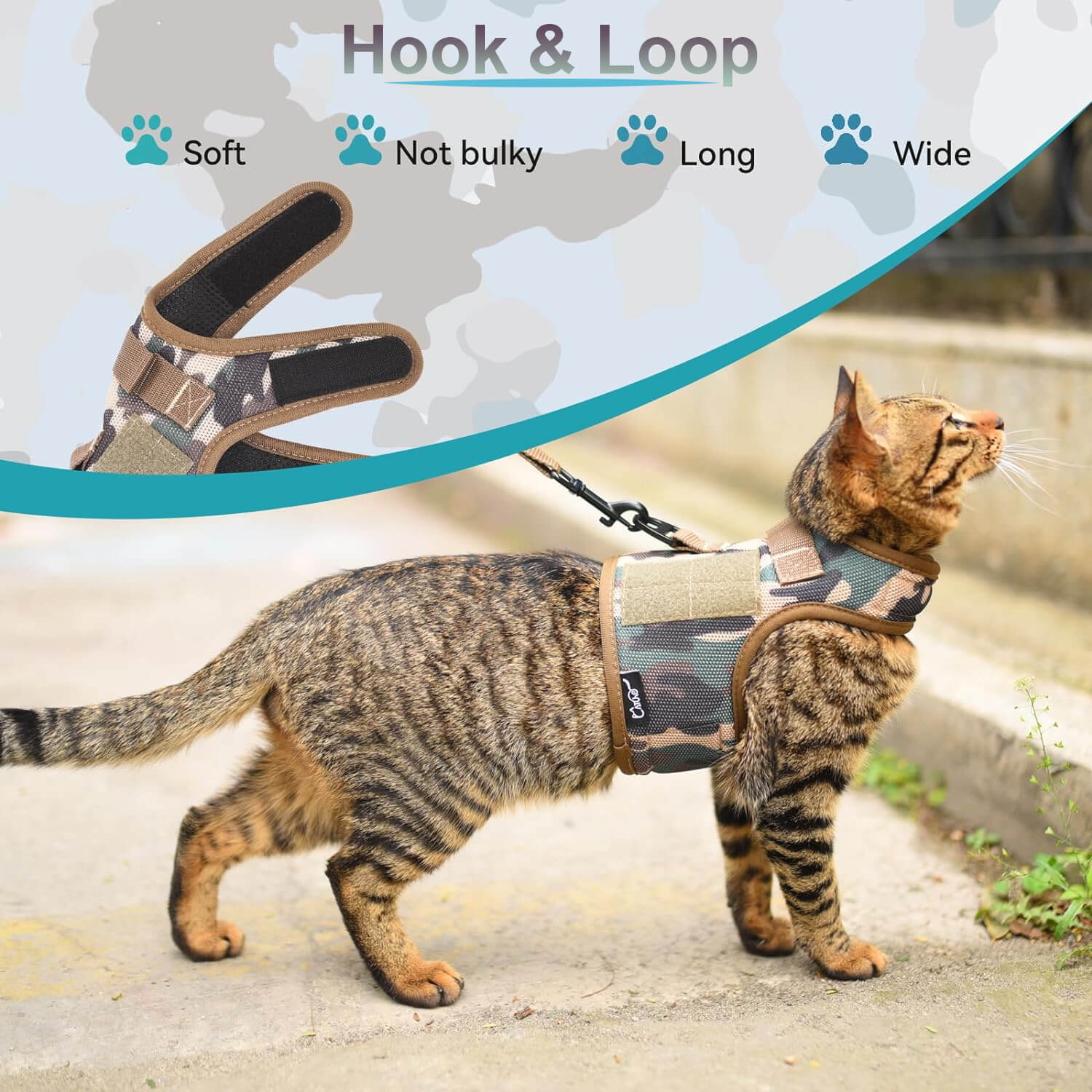 Camouflage Mesh Cat Harness And Leash Set