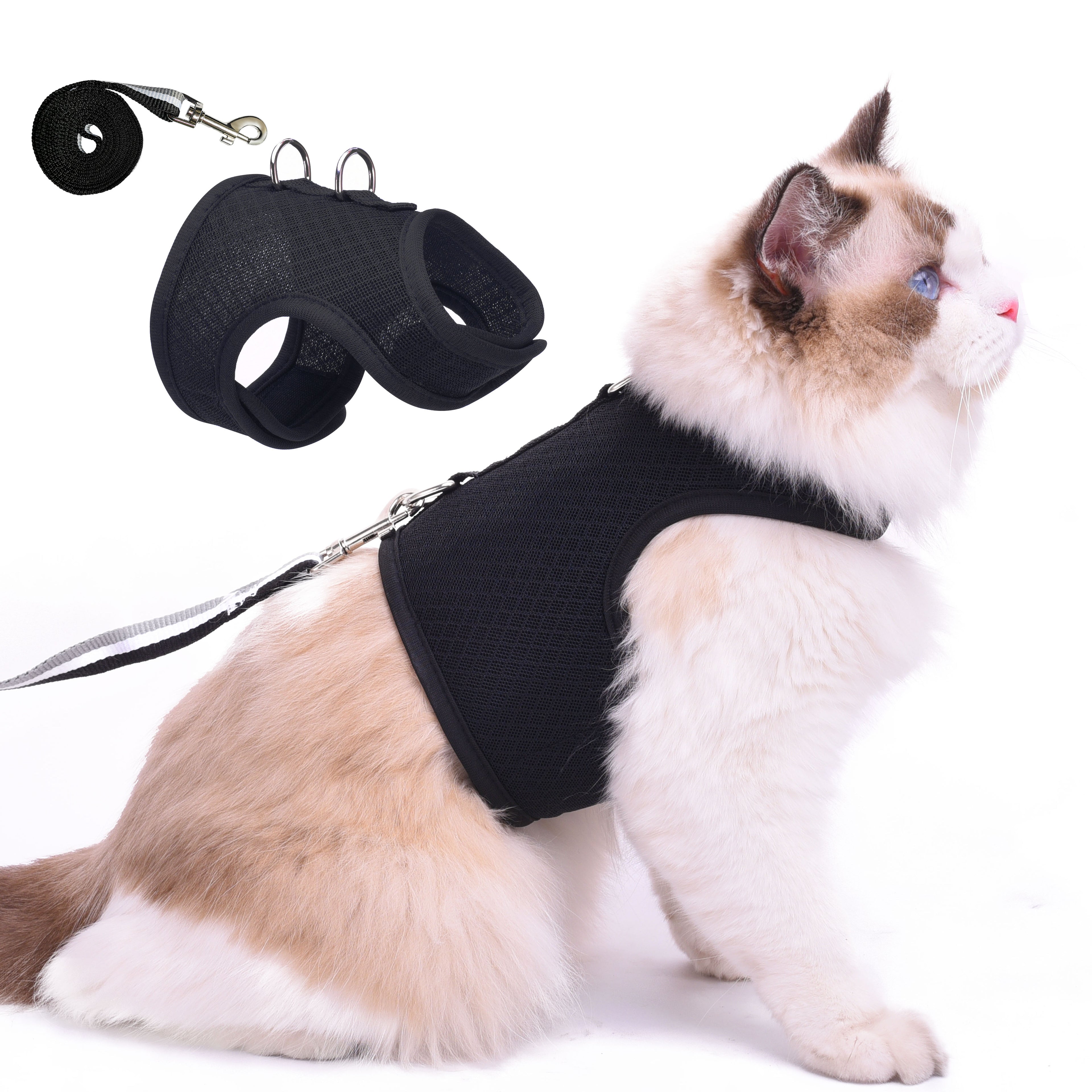 Mesh Cat Harness And Leash Set - Black