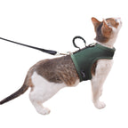 Mesh Cat Harness and Leash Set with Handle - Green