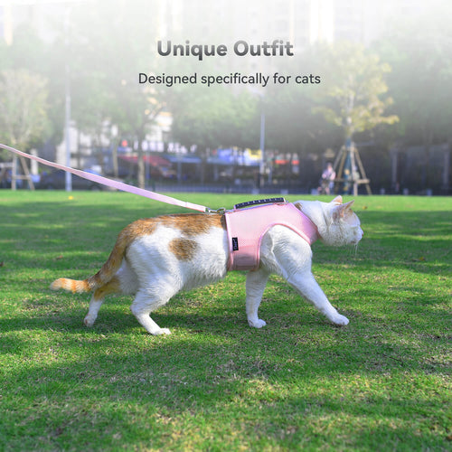 Mesh Cat Harness And Leash Set - Pink
