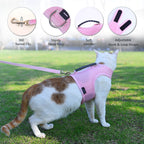 Mesh Cat Harness And Leash Set - Pink