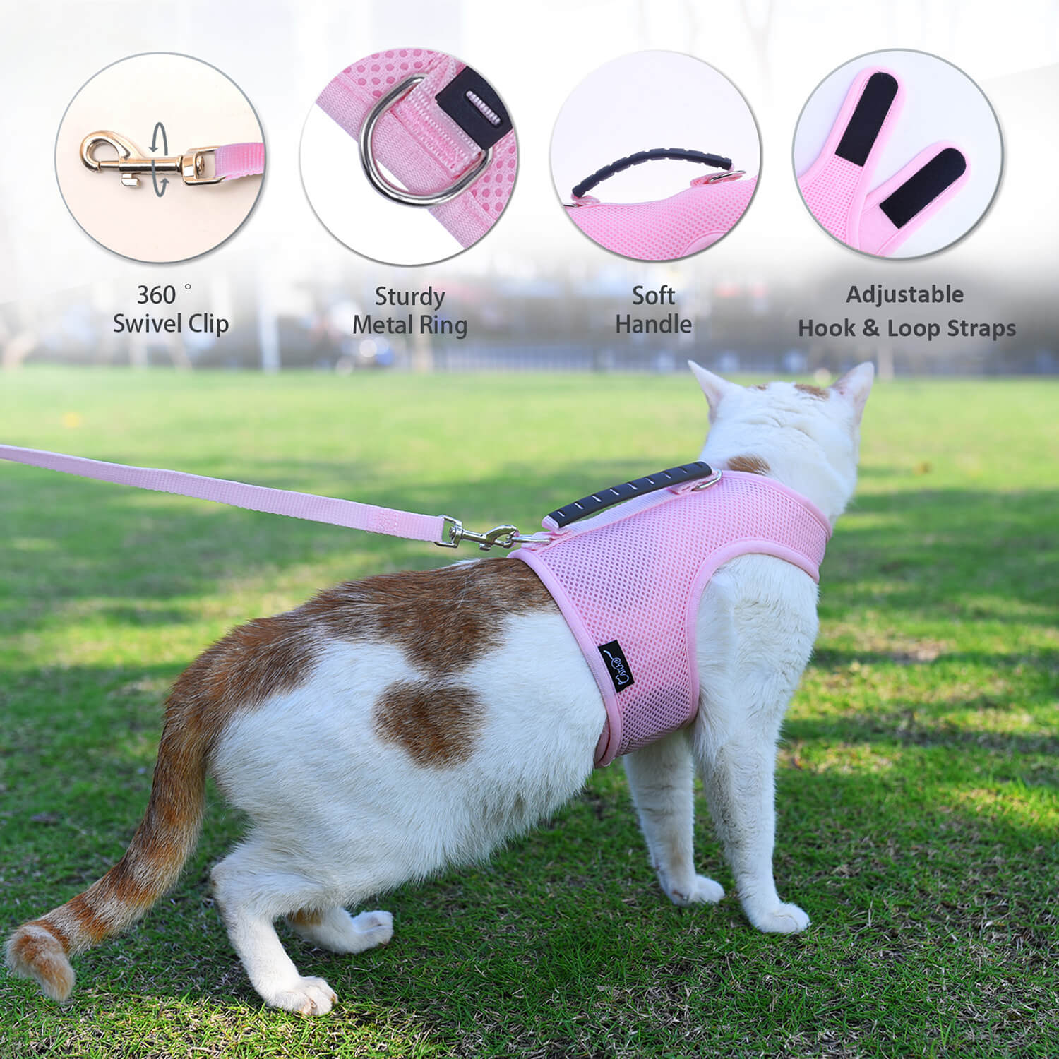 Mesh Cat Harness And Leash Set - Pink