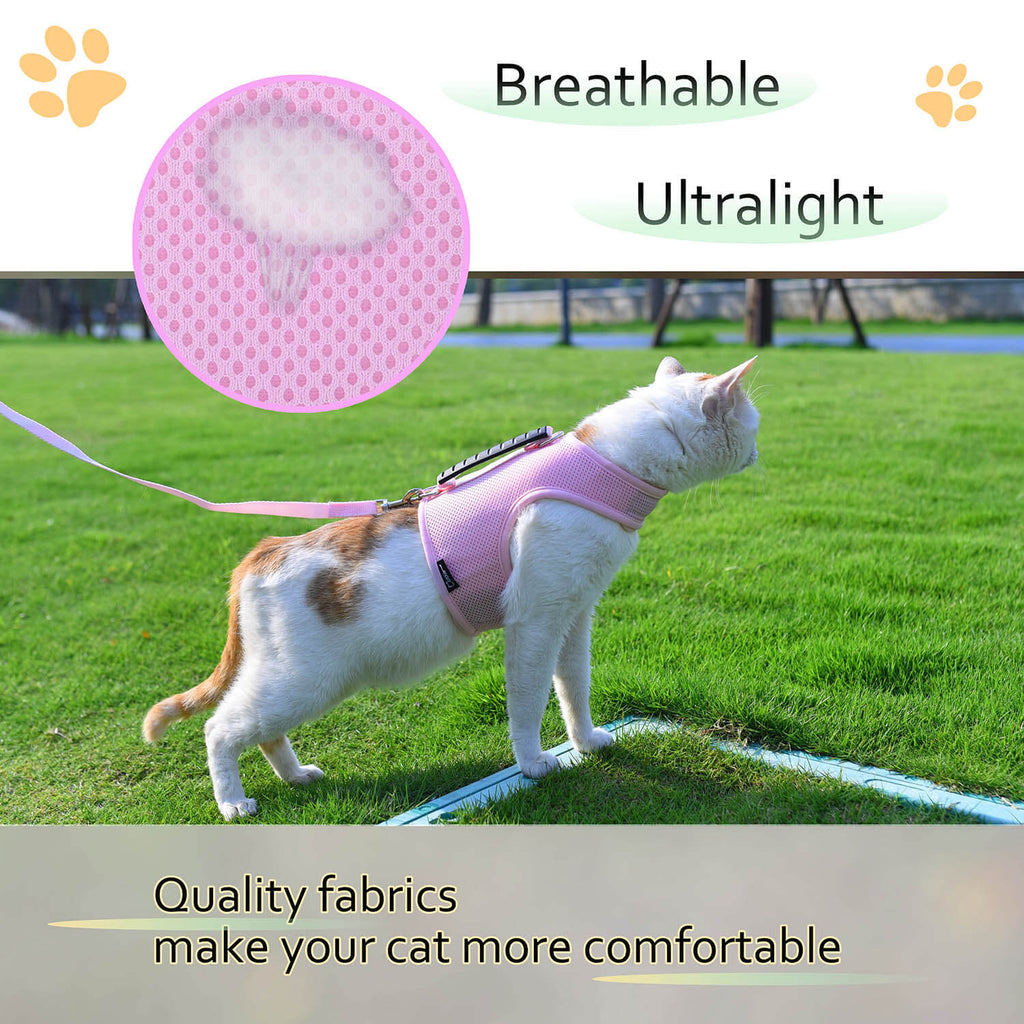 Mesh Cat Harness And Leash Set - Pink