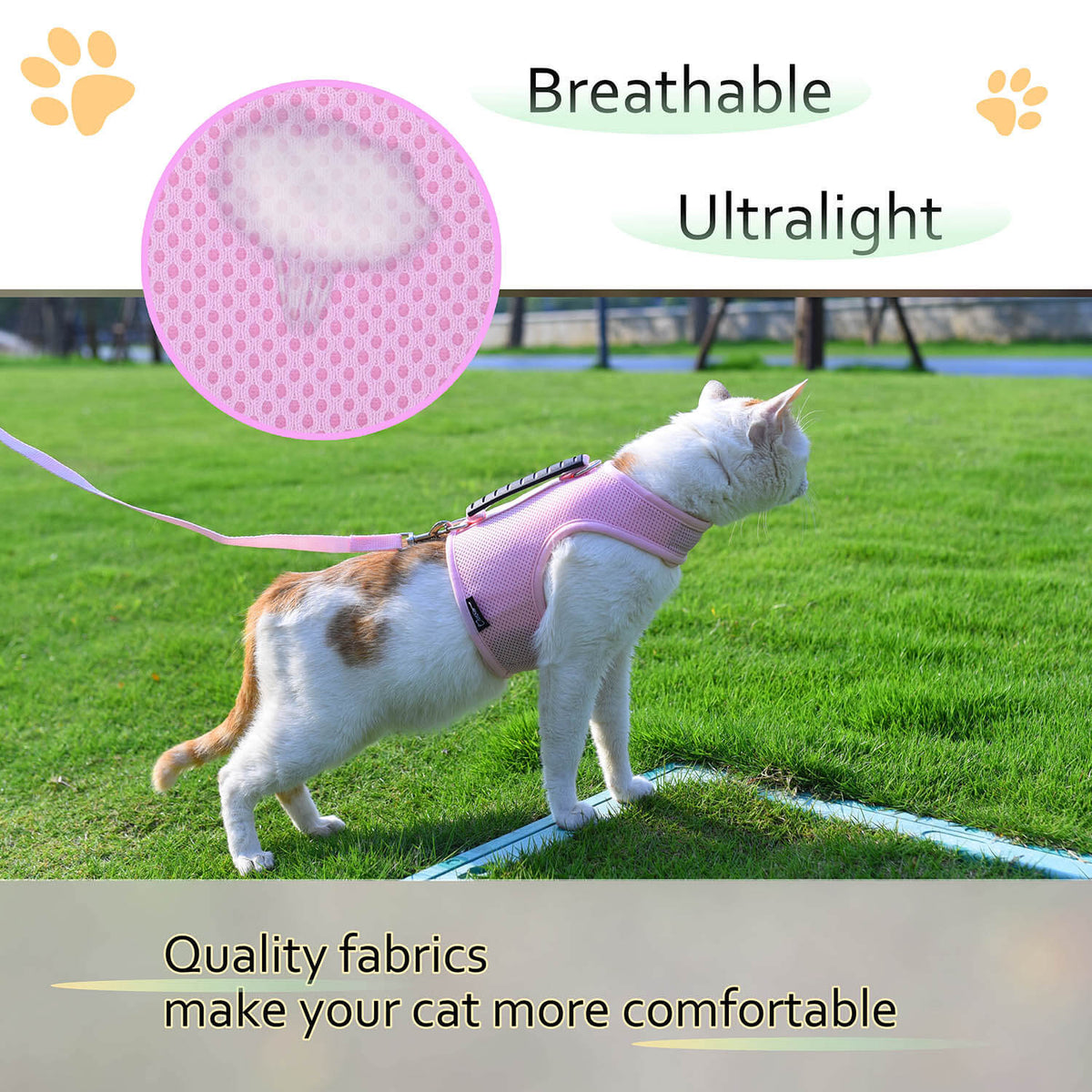 Mesh Cat Harness And Leash Set - Pink