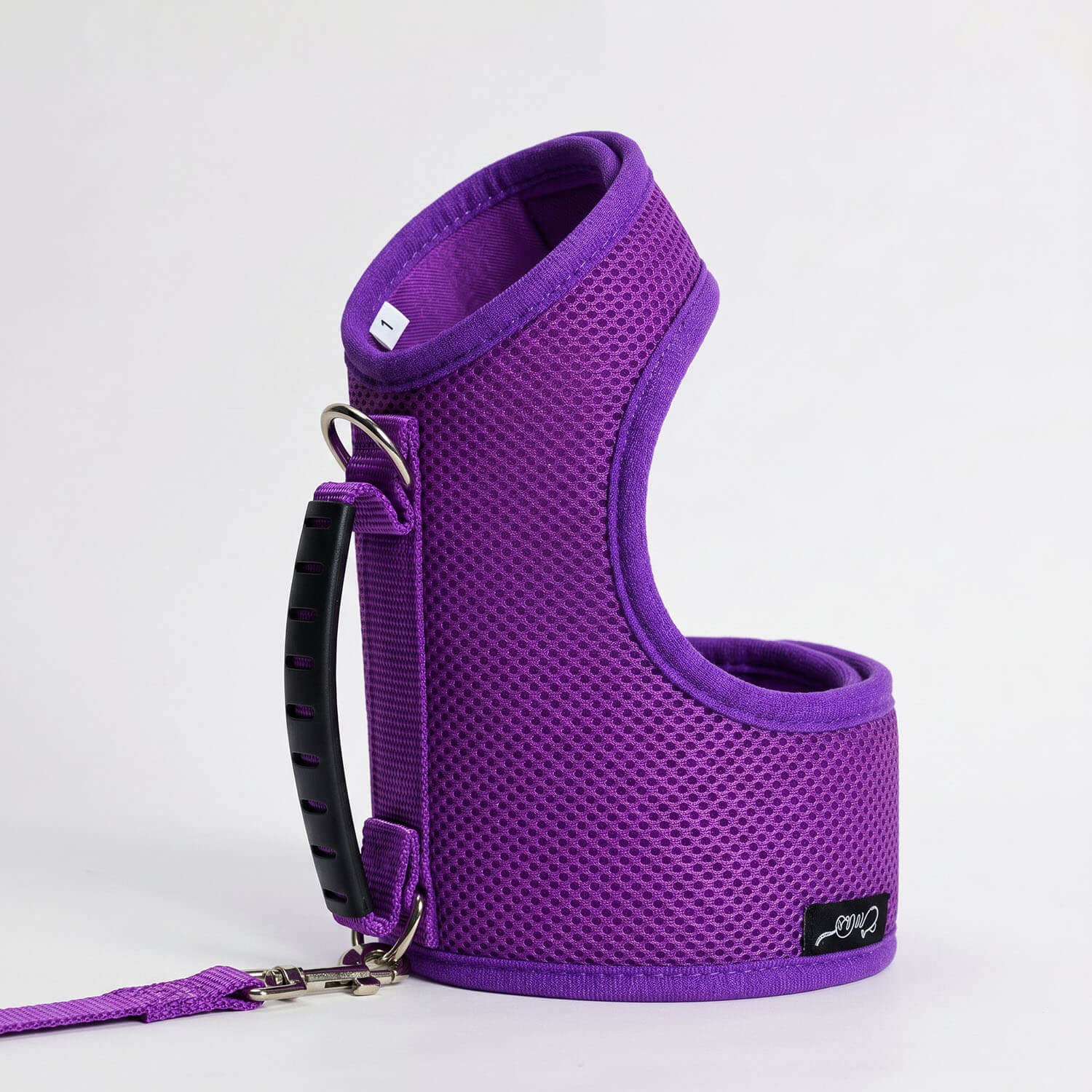 Mesh Cat Harness and Leash Set with Handle - Purple
