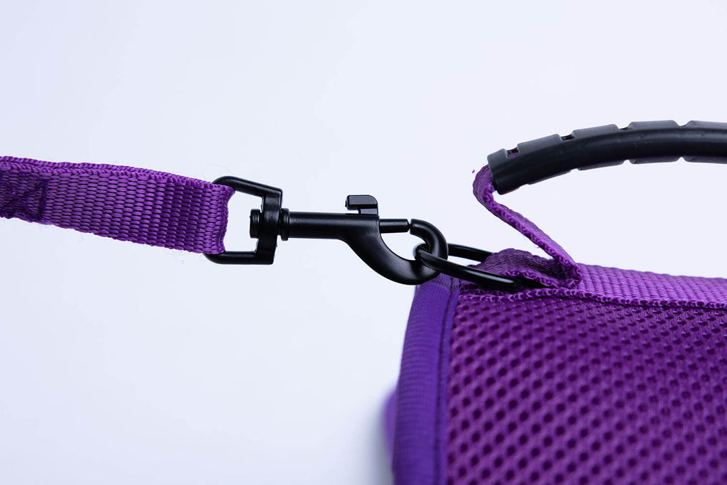 Mesh Cat Harness and Leash Set with Handle - Purple