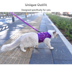 Mesh Cat Harness And Leash Set - Purple