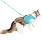 Mesh Cat Harness and Leash Set with Handle - Lack Blue