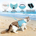 Mesh Cat Harness and Leash Set with Handle - Lack Blue